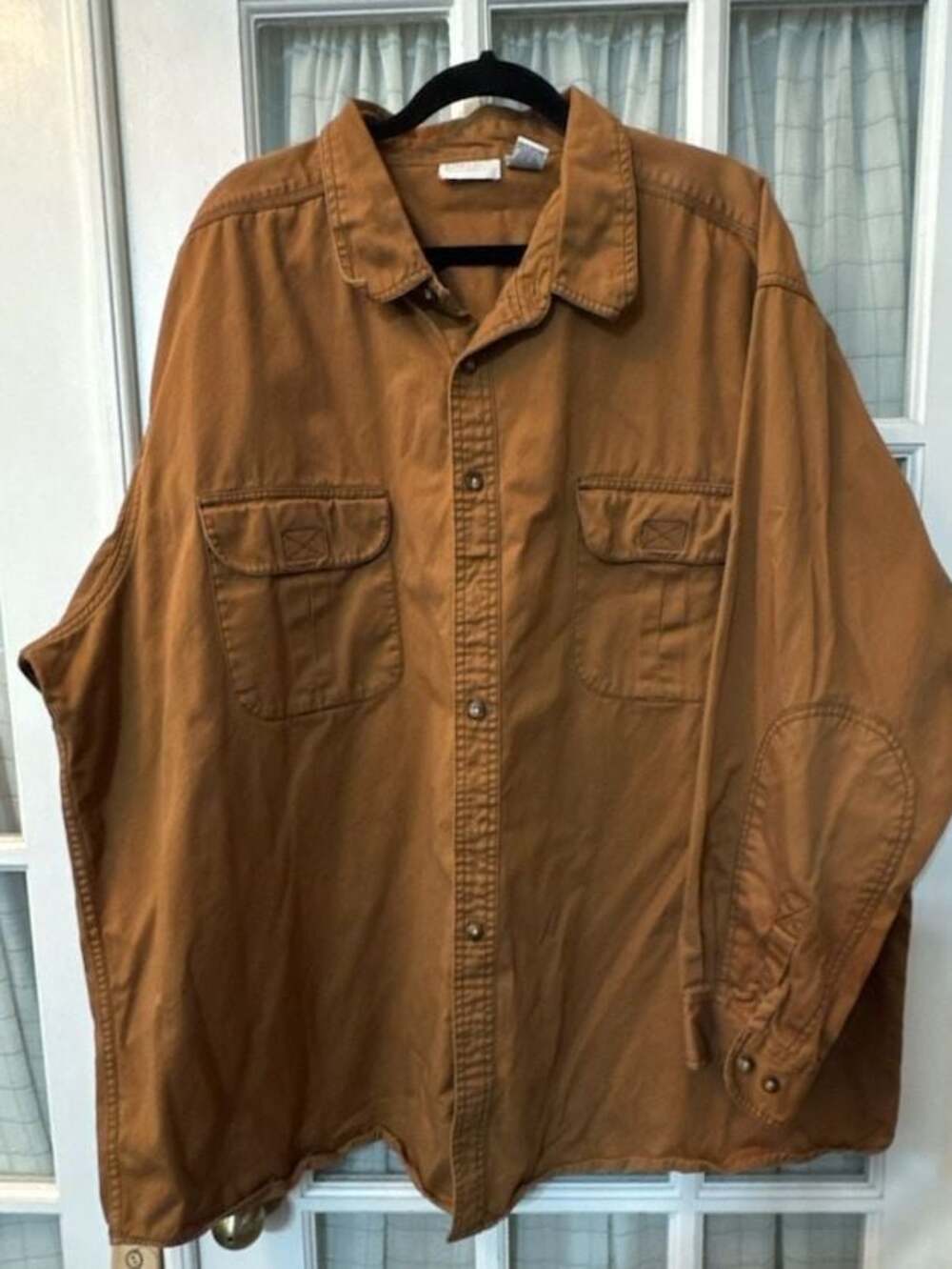 King Size Men's Big & Tall Brown Twill Long Sleeve Button-Down Work Shirt